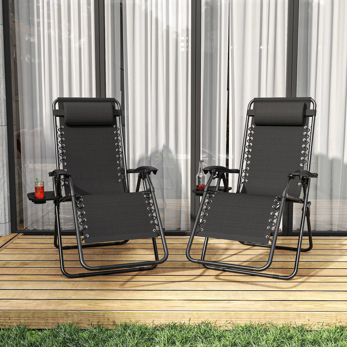 Zero Gravity Folding Lounge Chair with Headrest & Removable Tray by HouseOfZazla