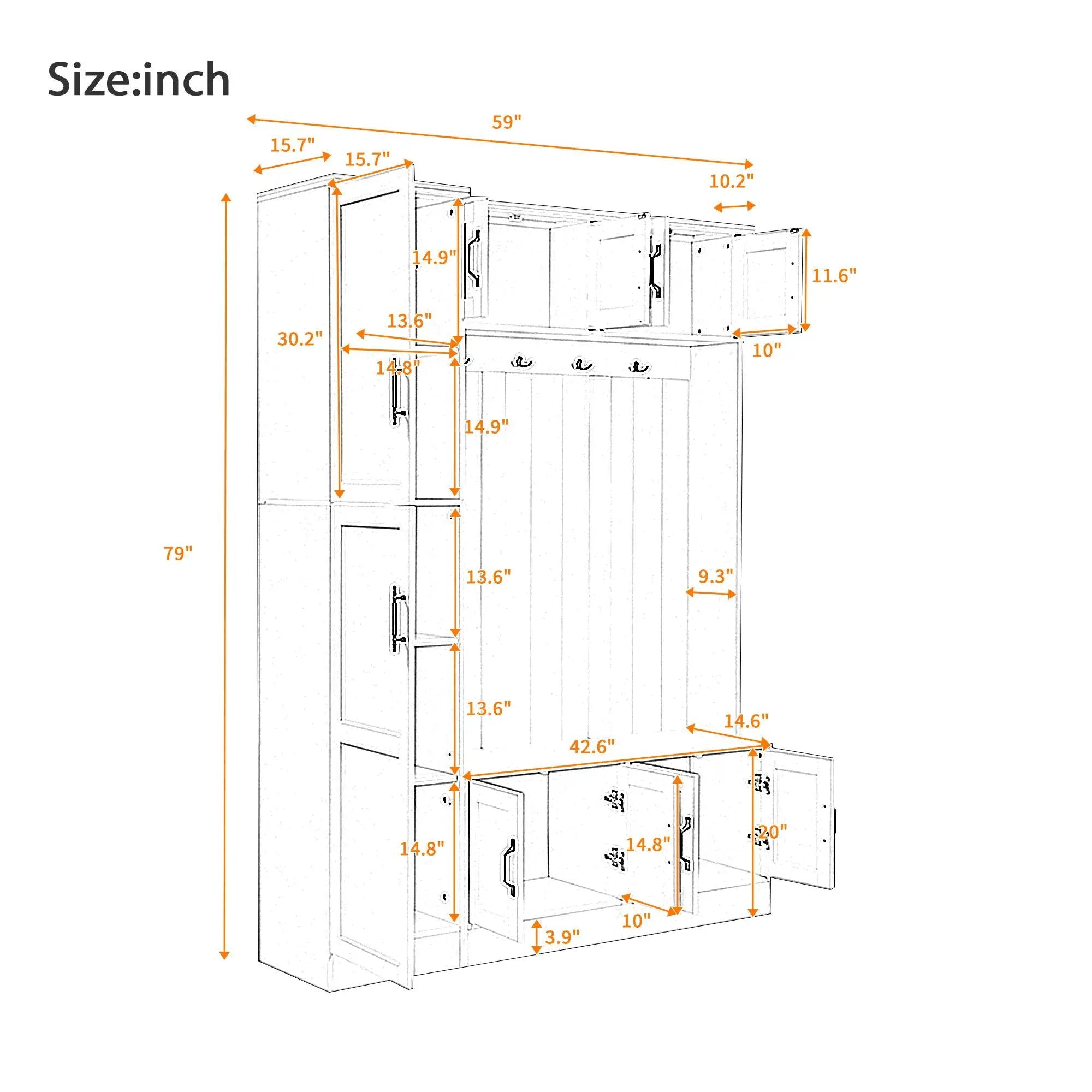 Tall Hall Tree With Shoe Storage, 4 In 1 Entryway Bench by HouseOfZazla