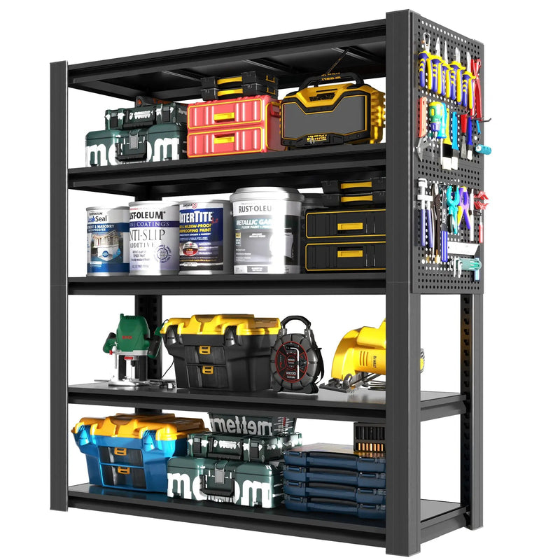 72"H 5-Tier Adjustable Heavy-Duty Shelving with Pegboard by HouseOfZazla