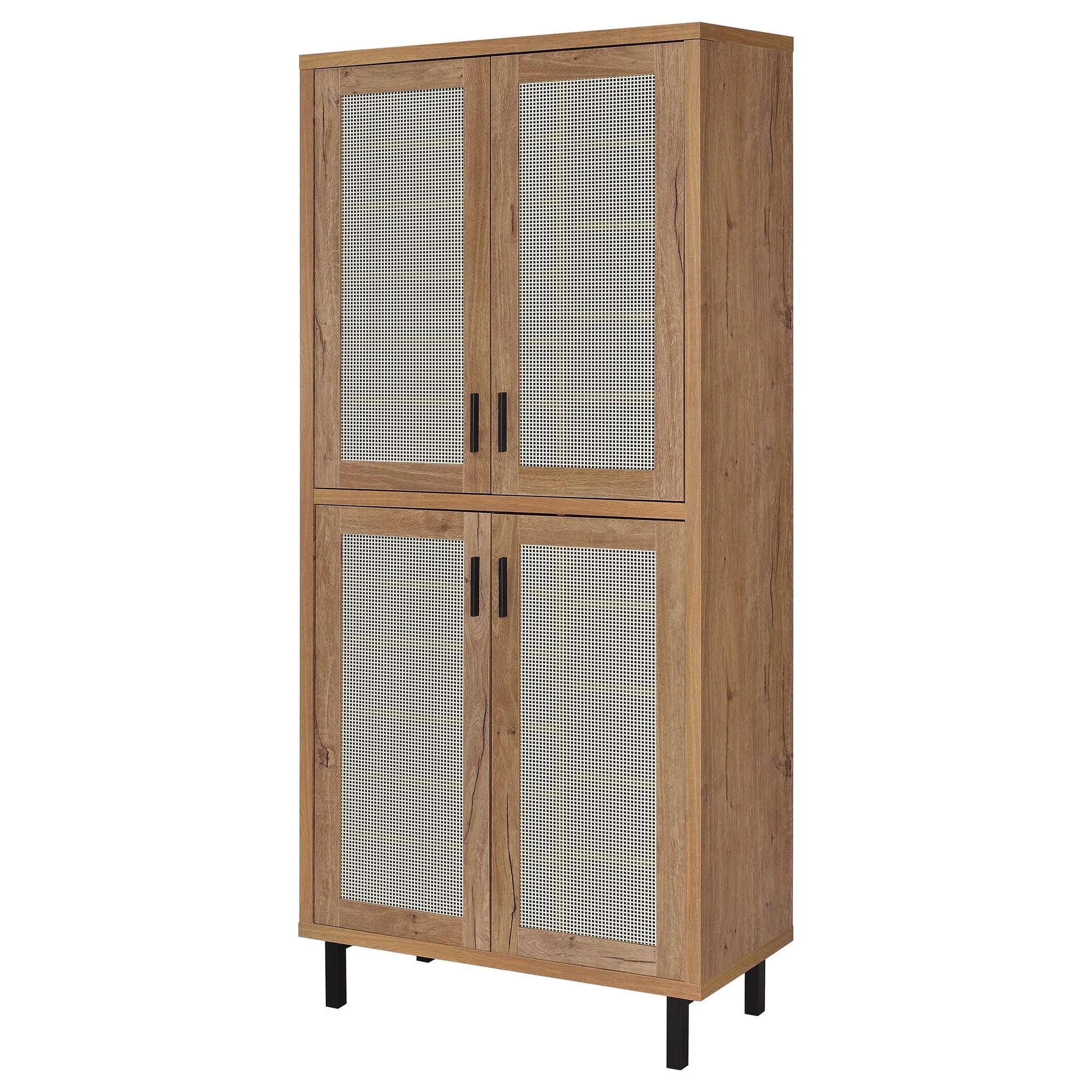 Teller 80-inch 4-door Tall Shoe Storage Cabinet Natural Oak by Unique Piece Furniture