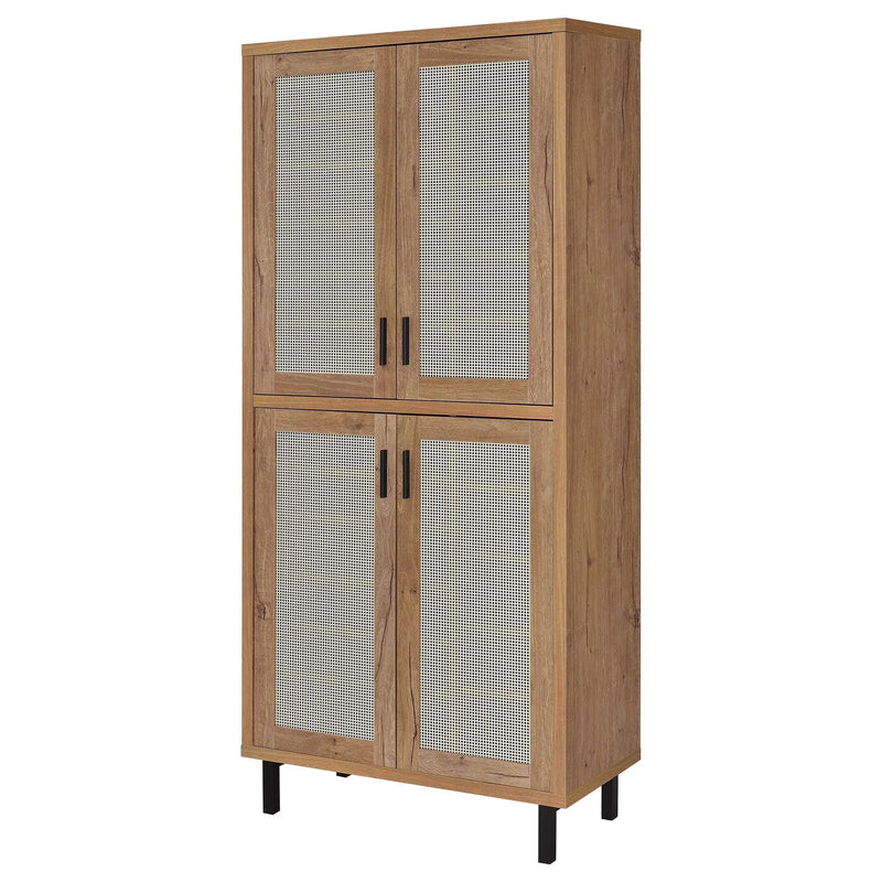 Teller 80-inch 4-door Tall Shoe Storage Cabinet Natural Oak by Unique Piece Furniture