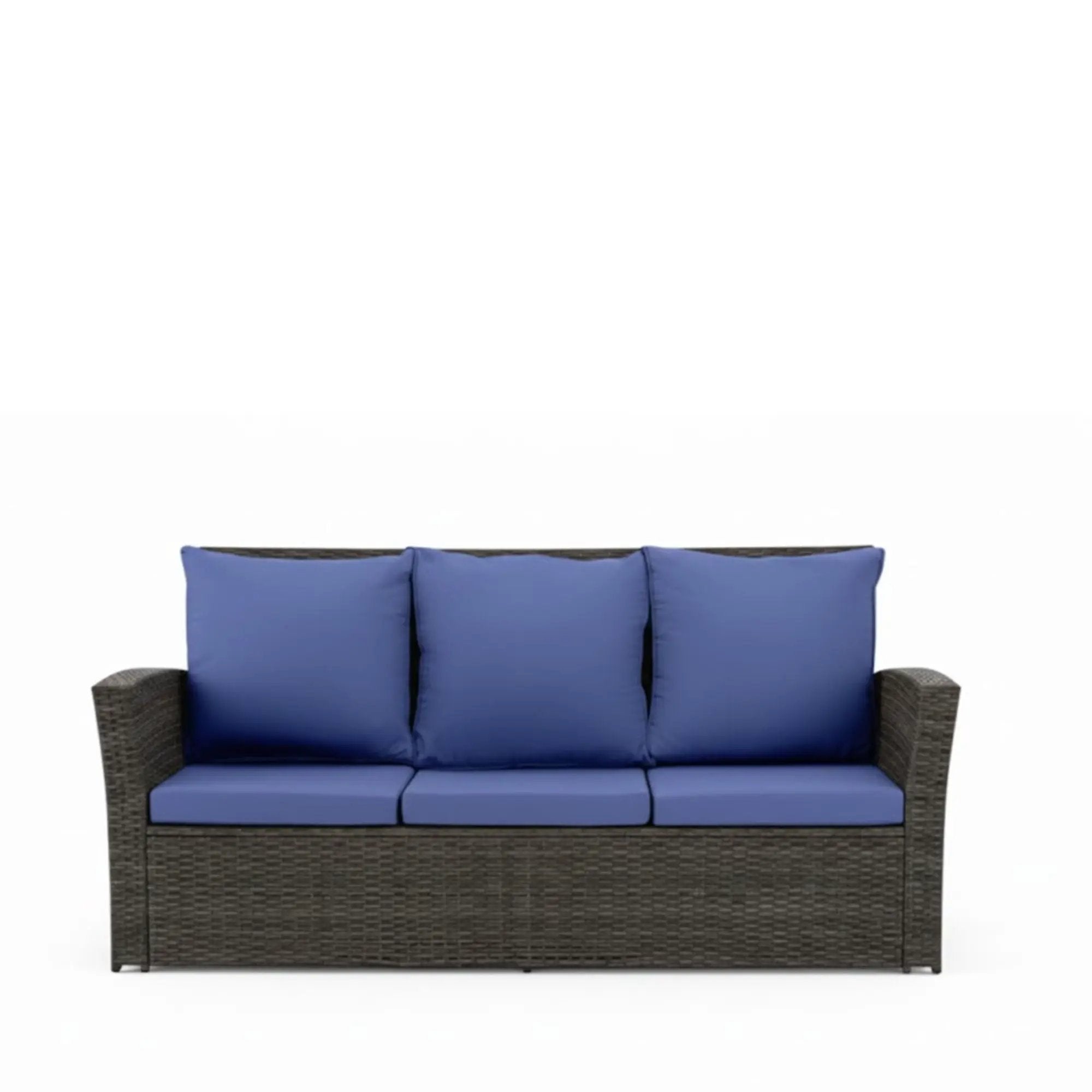 All-Weather Wicker 3 Seat Patio Sofa With Thick Cushions by HouseOfZazla
