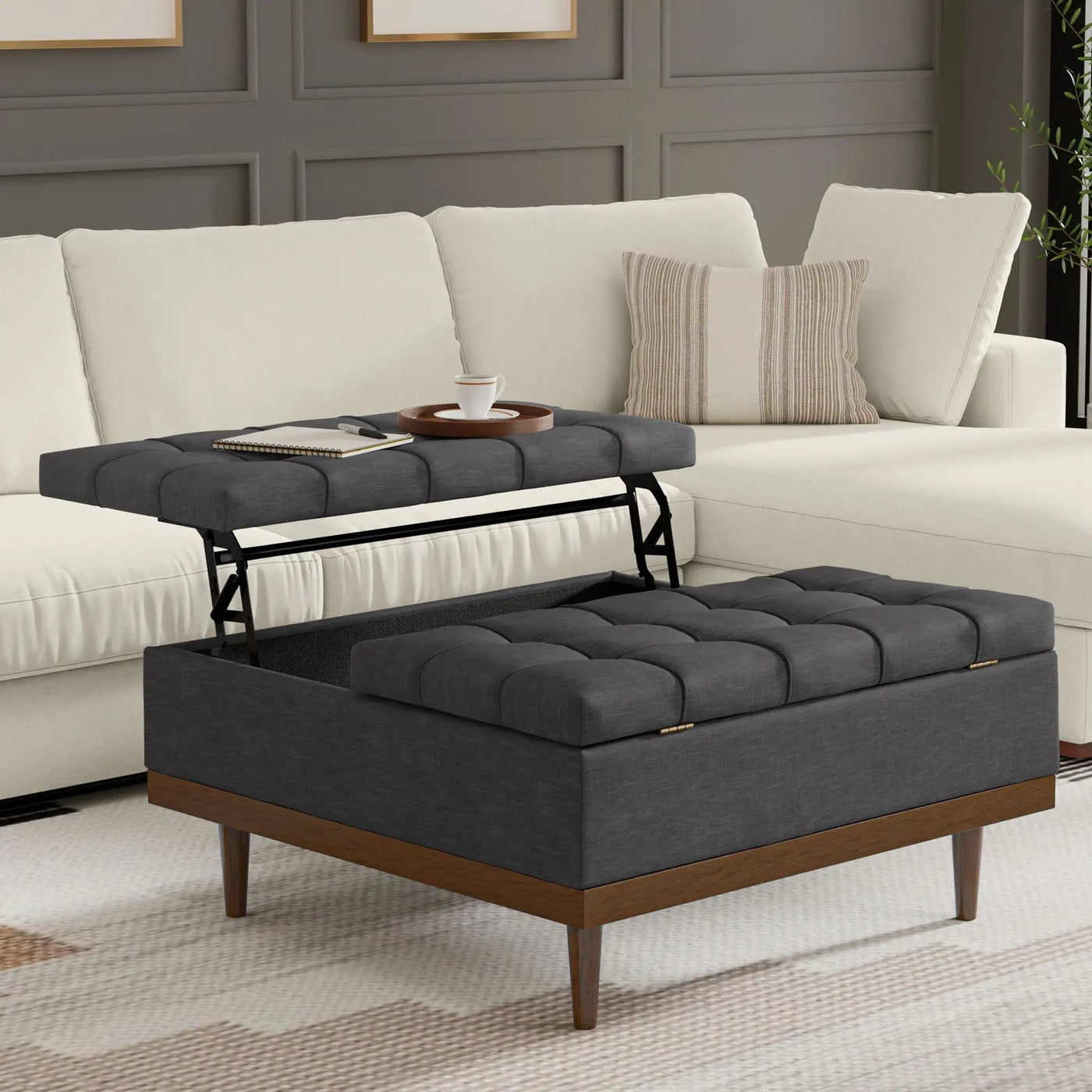 Mariah - Upholstered Lift Top Table Storage Ottoman by HouseOfZazla