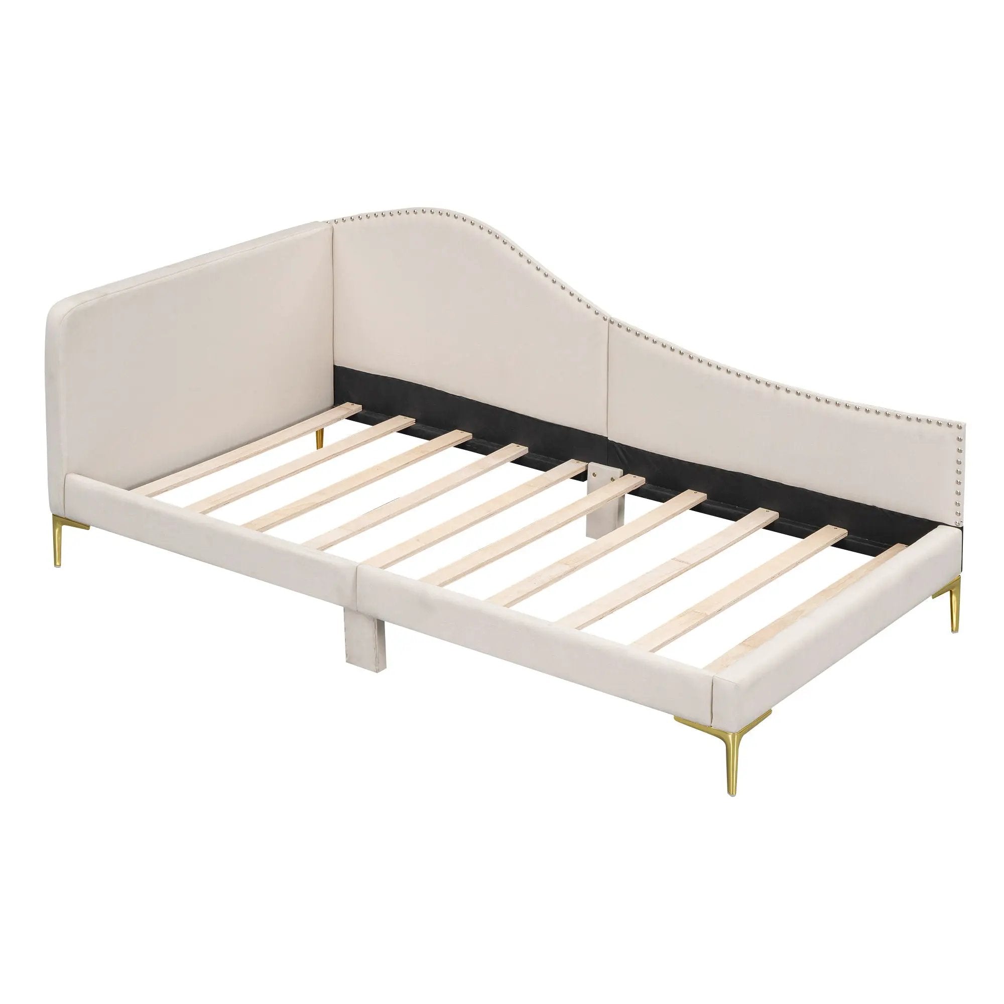 Upholstered Daybed With Headboard And Armrest, Support Legs by Unique Piece Furniture