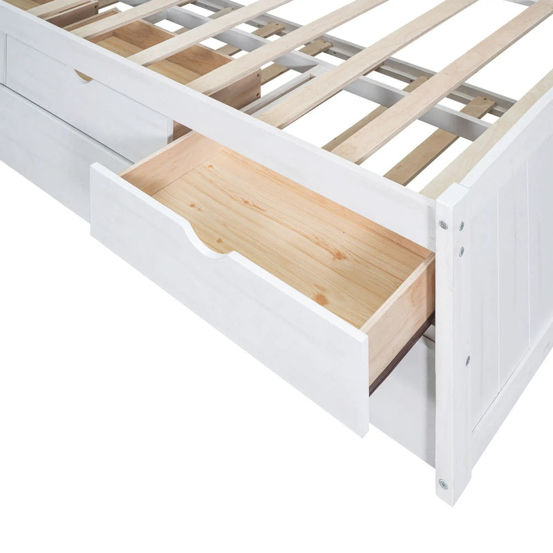 Captain Bed With Built In Bookshelves, 3 Storage Drawers, And Trundle by HouseOfZazla