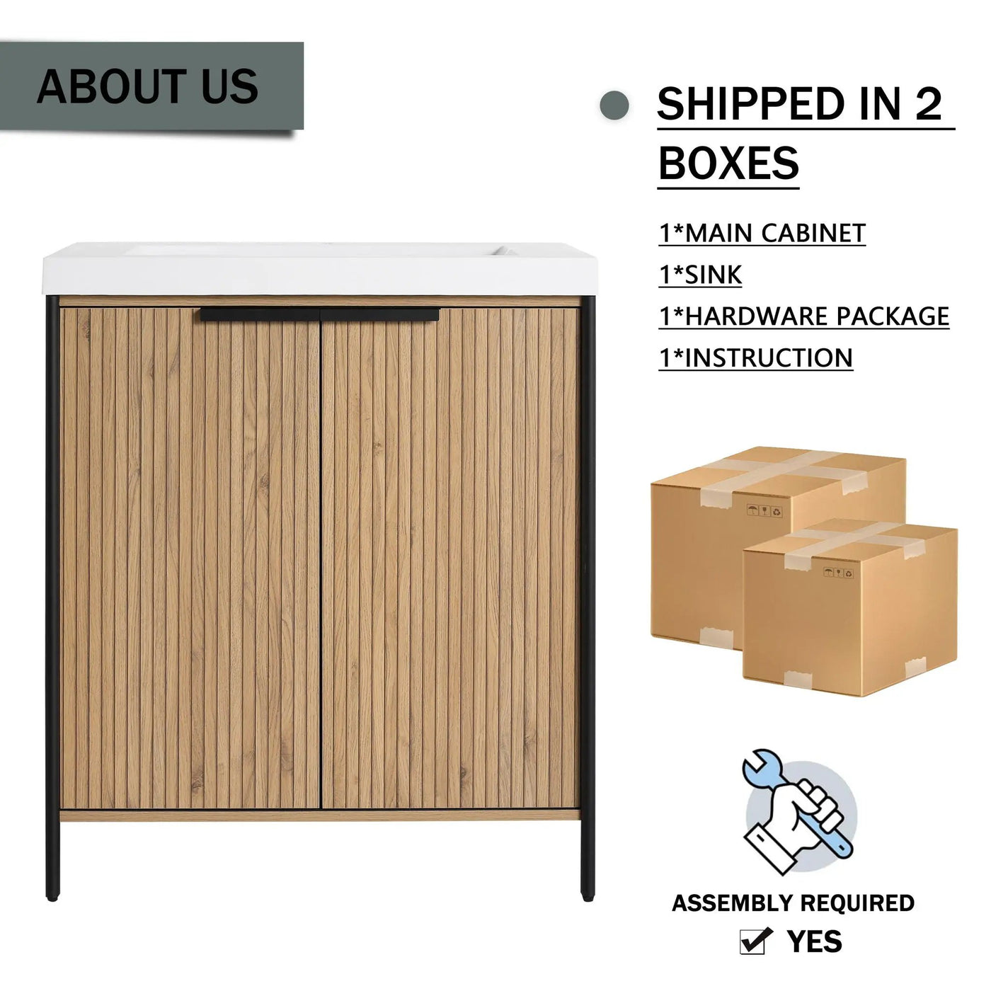 Modern Freestanding Bathroom Vanity With Resin Sink & Soft Close Cabinet Doors by Unique Piece Furniture