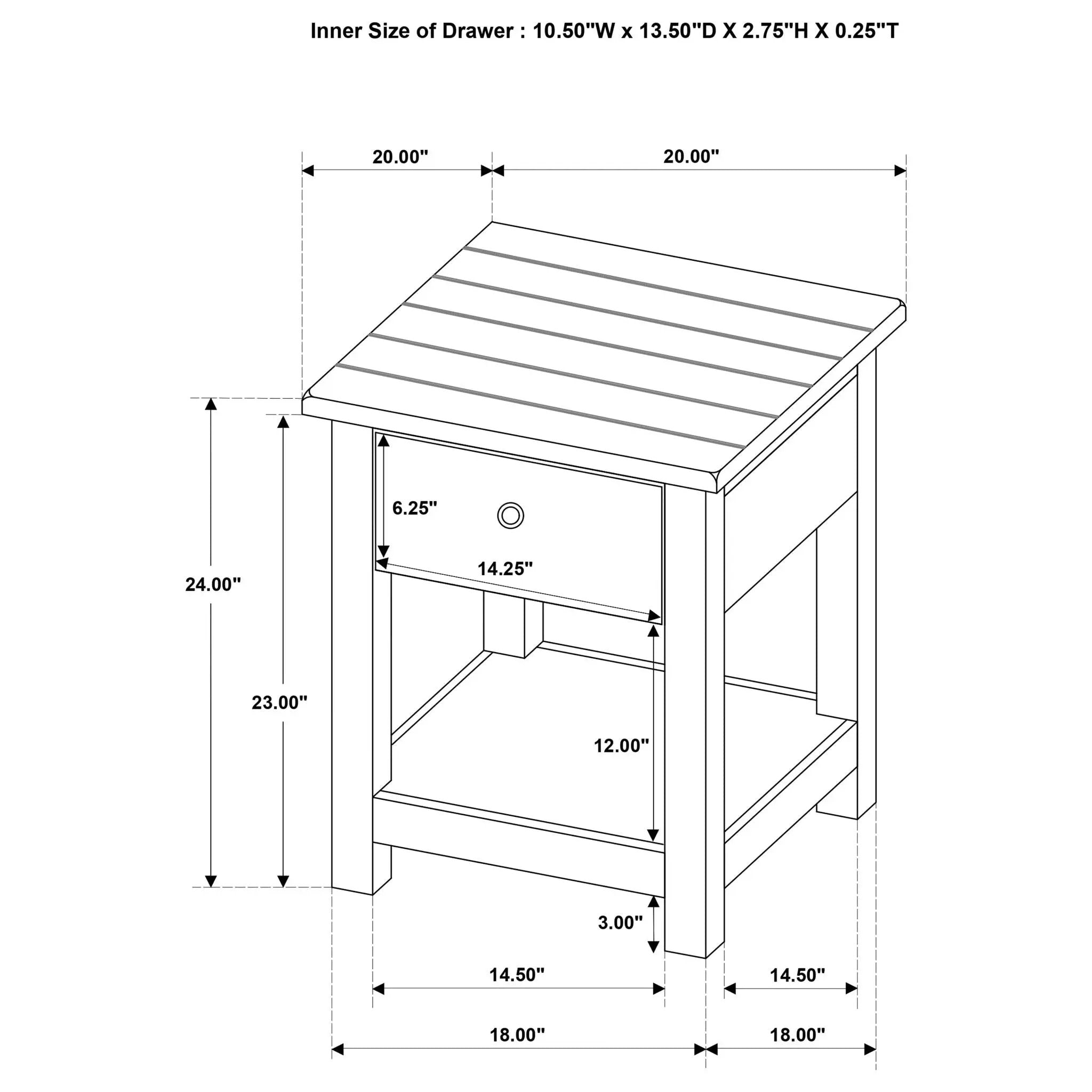 Castleton - 1 Drawer Wood End Table With Shelf by HouseOfZazla