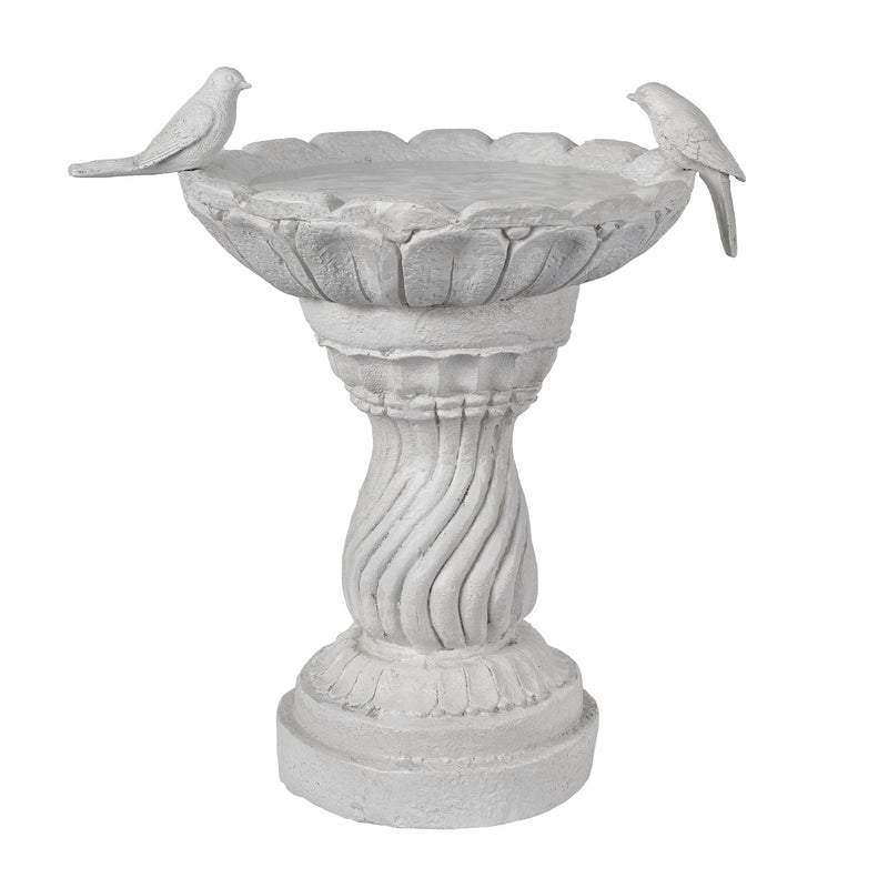 Magnesium Oxide Garden Bird Bath Statue with Twisted Pedestal - White Stone Finish, photo 6 of 10