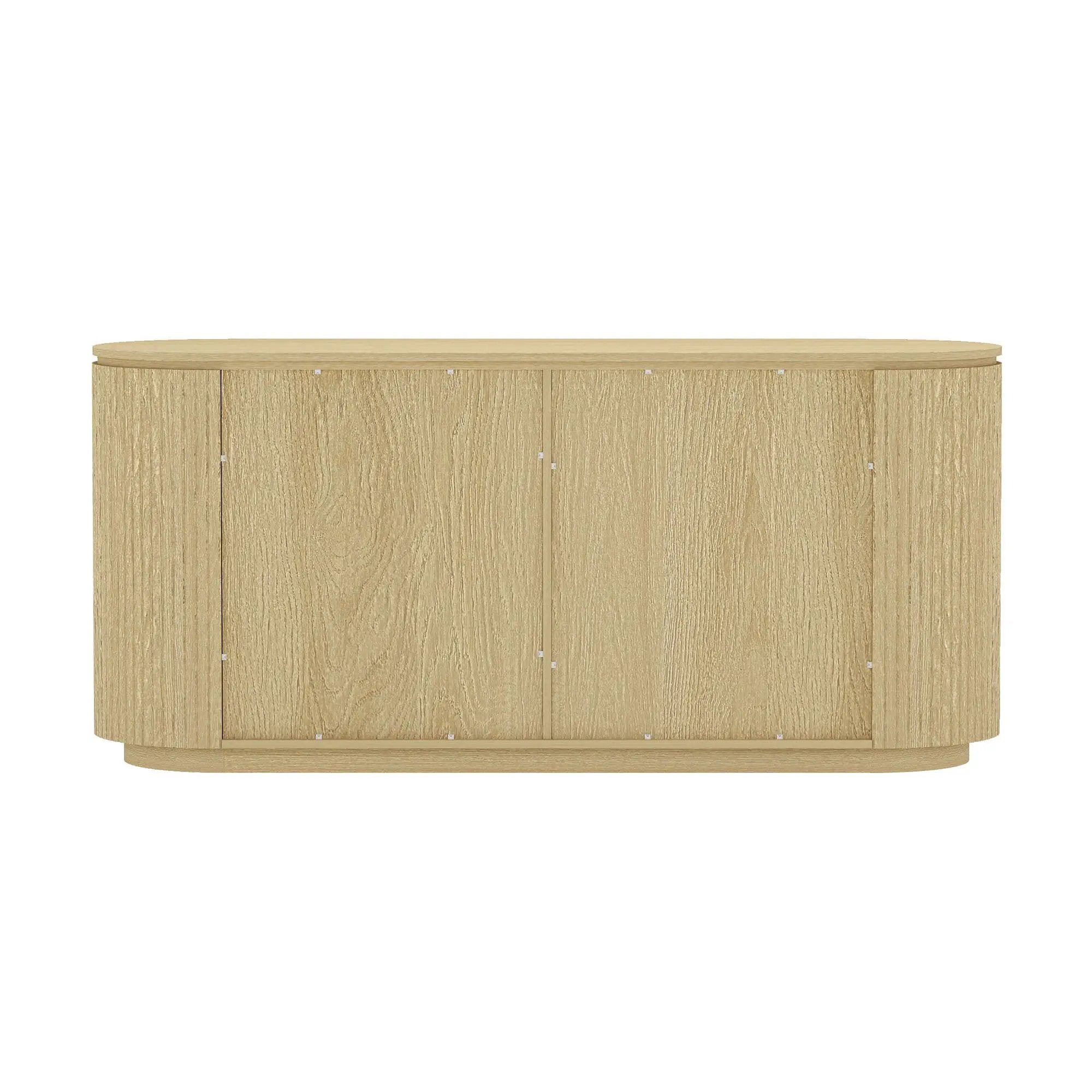 Olivia - Sideboard With 4 Adjustable Shelves With Handle Free Doors And Rounded Edges - Oak by HouseOfZazla