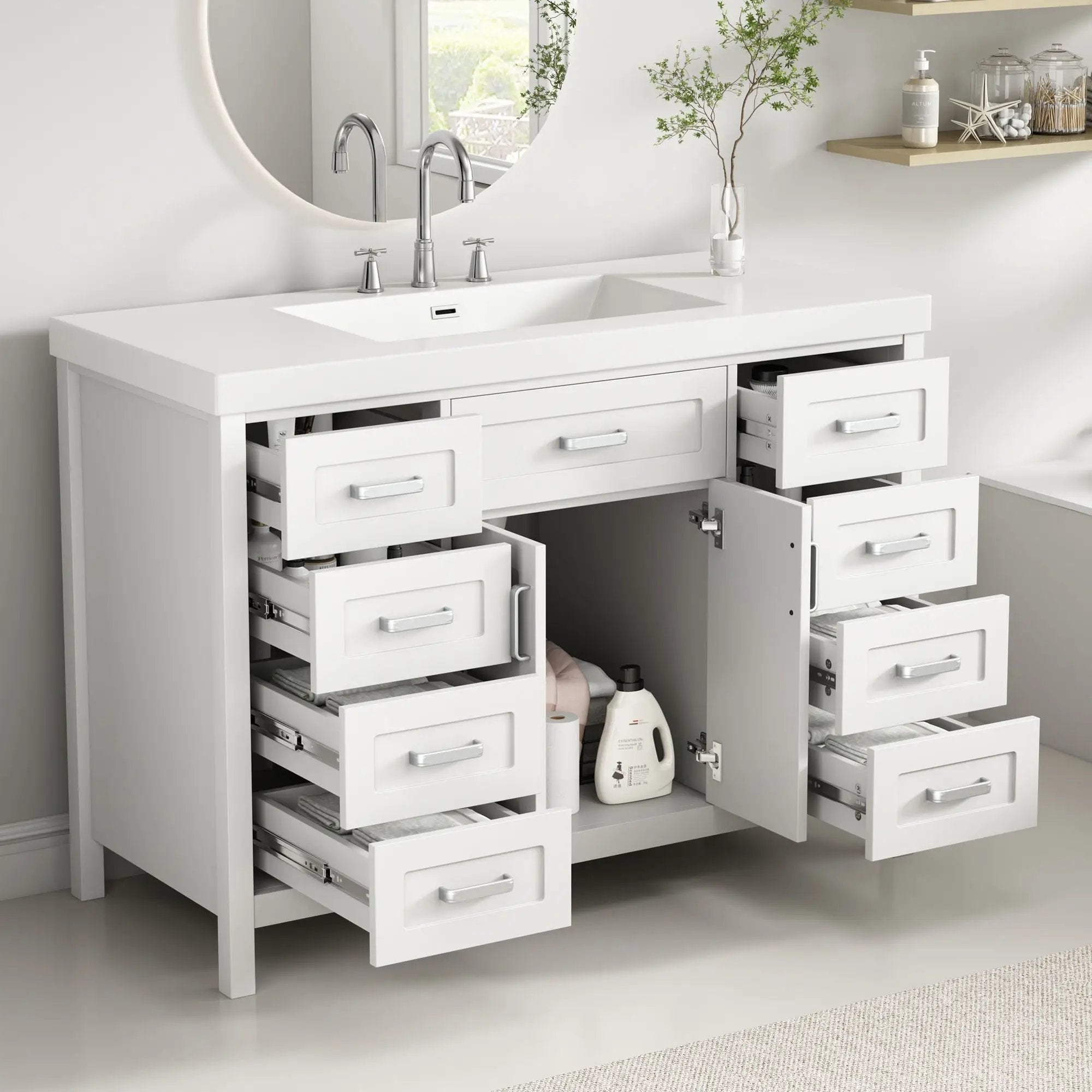 Bathroom Vanity With Sink, 2 Doors & 8 Drawers, Soft Close System by HouseOfZazla