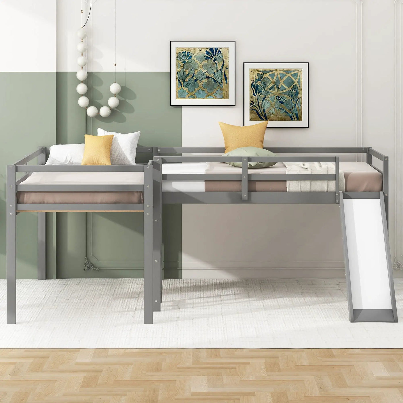 L Shaped Loft Bed With Ladder And Slide by HouseOfZazla