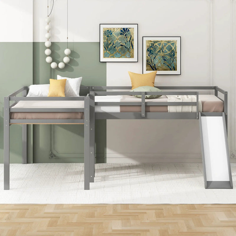 L Shaped Loft Bed With Ladder And Slide by Unique Piece Furniture