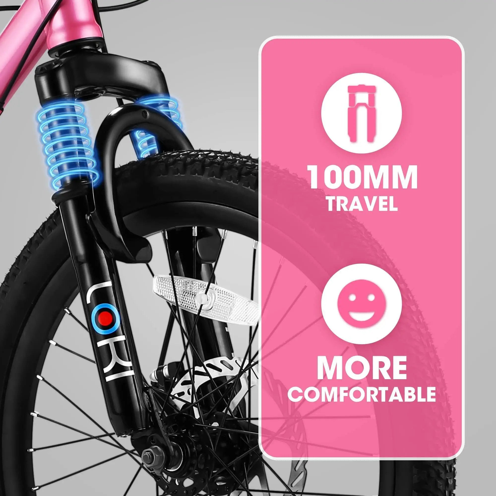 S20101 20" Kids' Bike, Boys Girls Mountain Bike Ages 8-12, 7 Speed Teenager Children Kids' Bicycles, Front Suspension Disc Brake Rear V-Brake, High Steel Frame by HouseOfZazla