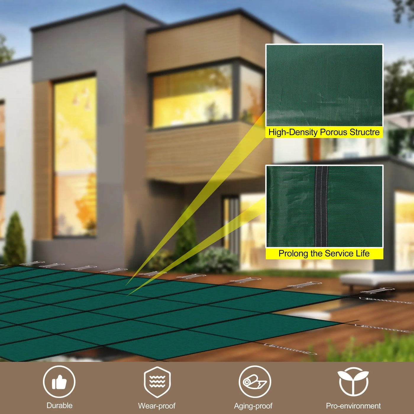 20 x 40 Ft High Strength Pool Safety Cover for Rectangular Inground Pools by HouseOfZazla