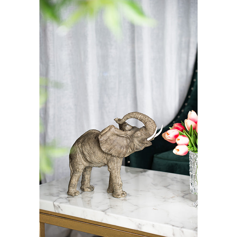 Polyresin Elephant Accent Decorative Object with Trumpeting Design - Black/Polyresin, photo 7 of 9