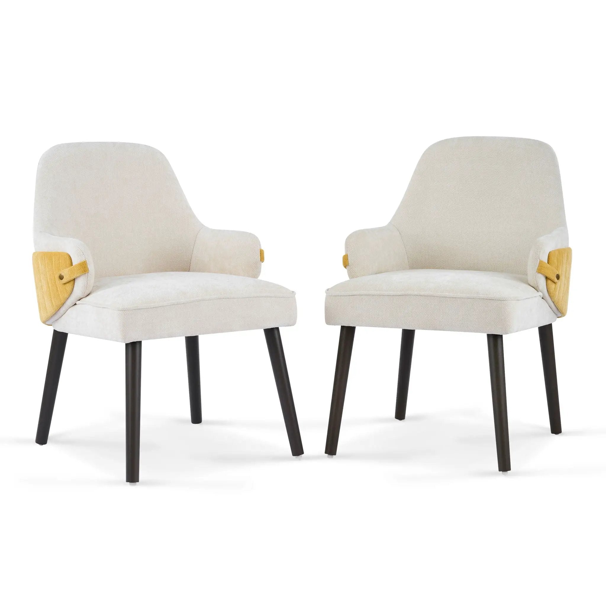 Indoor Dining Chair Set of 2 with Sturdy Frame - Beige / Yellow by HouseOfZazla
