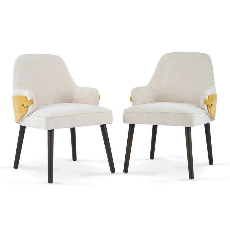 Indoor Dining Chair Set of 2 with Sturdy Frame - Beige / Yellow by HouseOfZazla