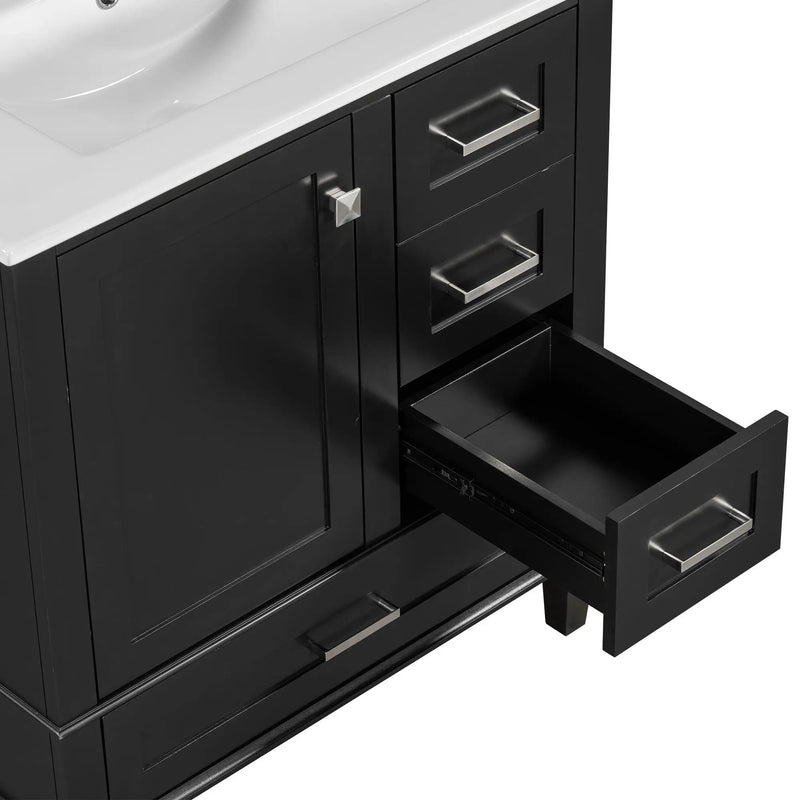 Bathroom Vanity, Modern Bathroom Cabinet With Sink Combo Set, Bathroom Storage Cabinet With A Soft Closing Door And 3 Drawers, Solid Wood Frame by HouseOfZazla