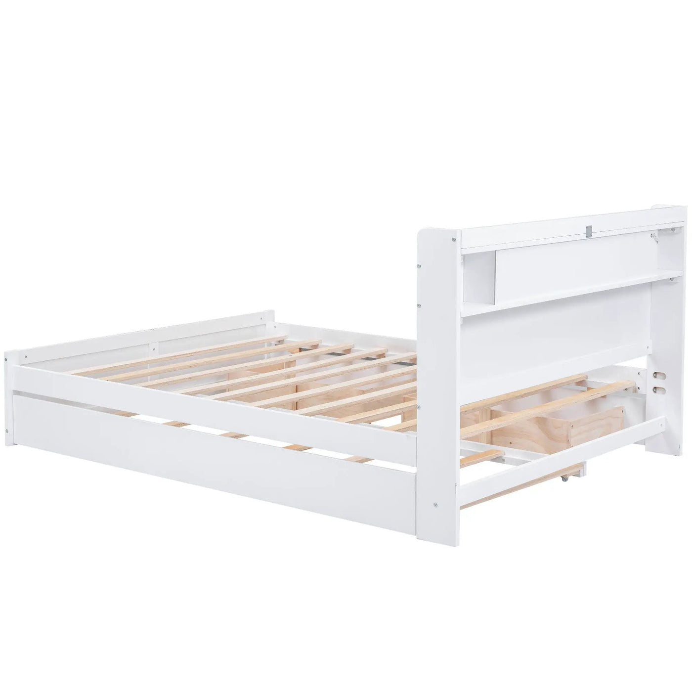 Storage Platform Bed With LED Lights, 2 Drawers And Trundle by HouseOfZazla