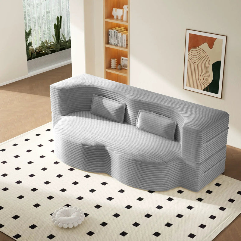 Floor Sofa With 2 Pillows, Convertible Twin Size Mattress For Living Room by HouseOfZazla
