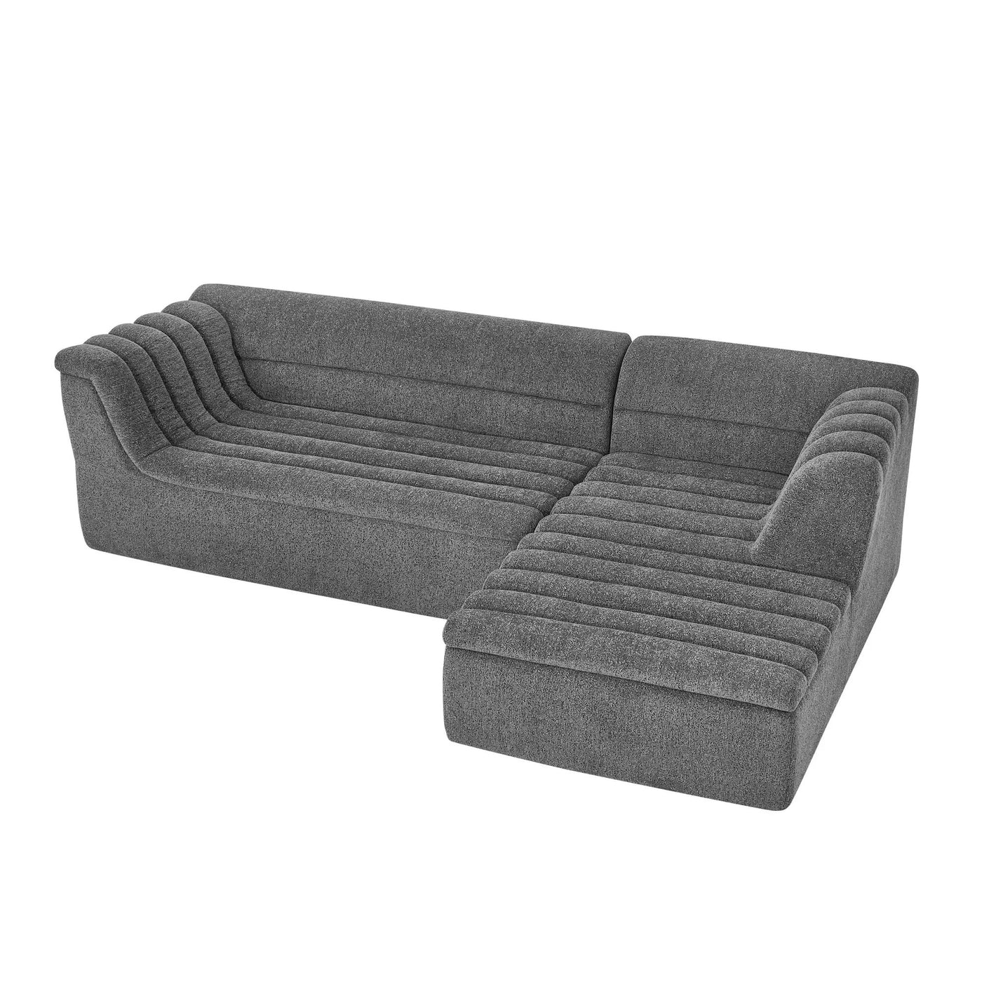 Upholstered L-Shaped Modular Sectional Sofa With Chaise, Wave-Shaped Armrest by HouseOfZazla