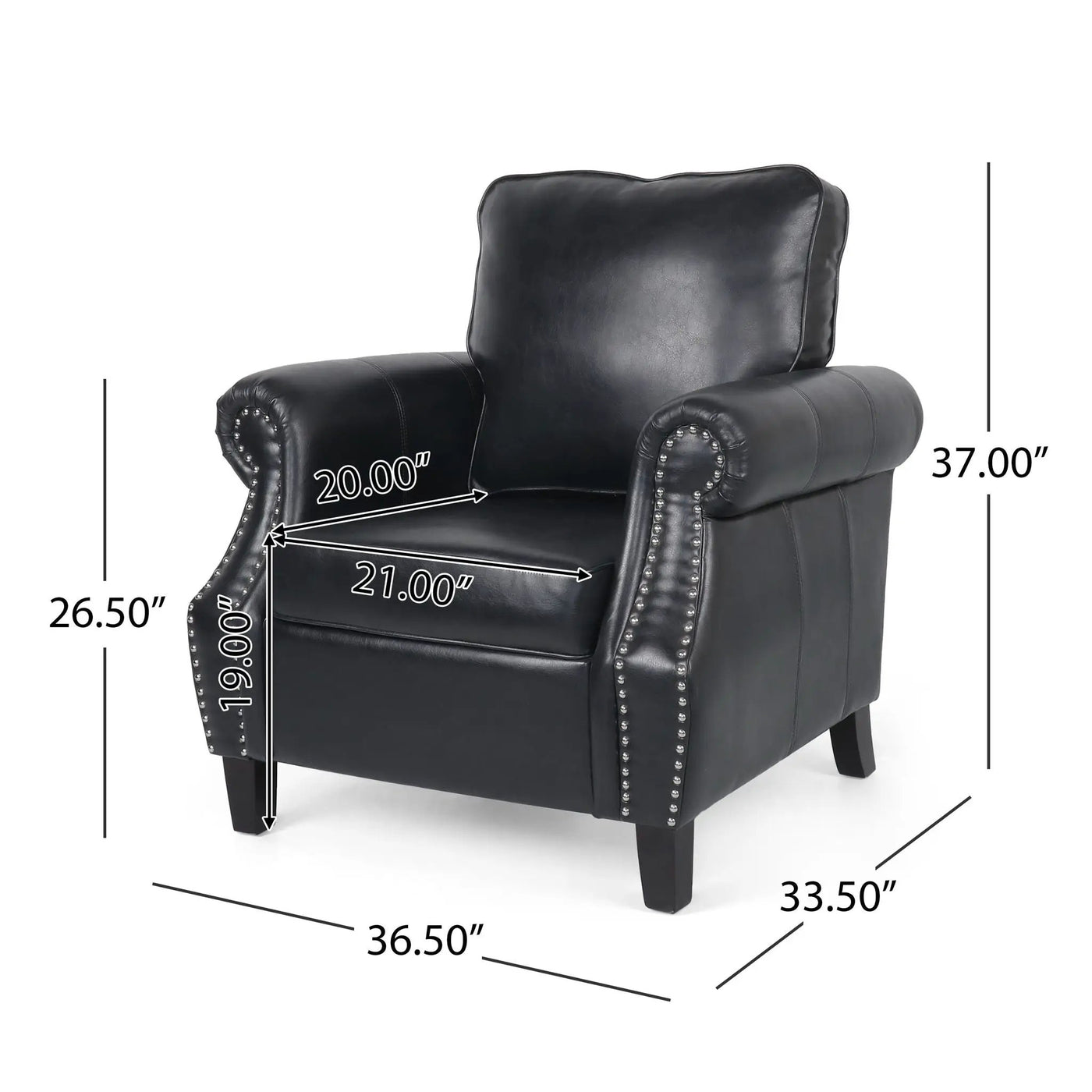 Contemporary Club Chair With Nailhead Trim And Rolled Armrests by HouseOfZazla