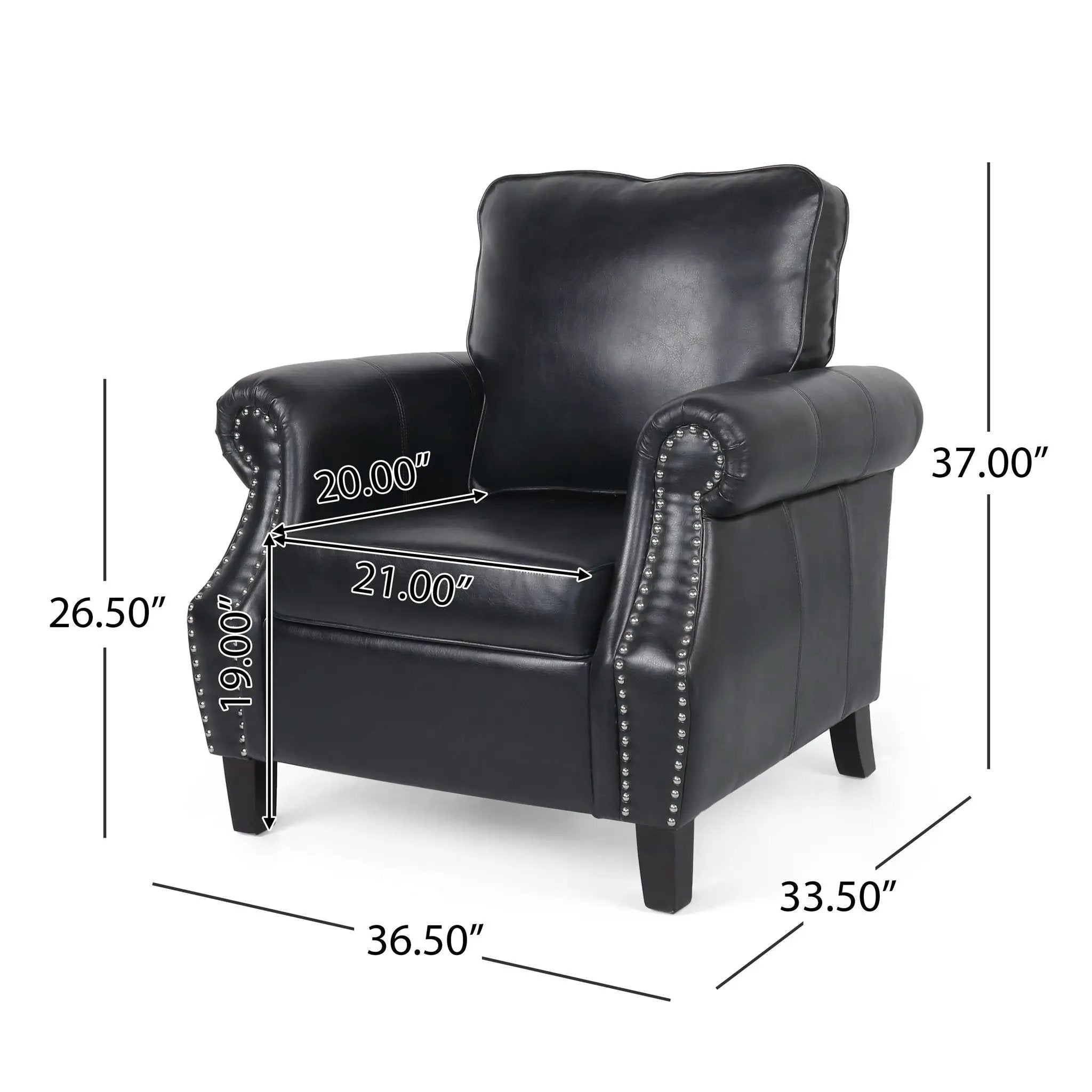 Contemporary Club Chair With Nailhead Trim And Rolled Armrests by HouseOfZazla