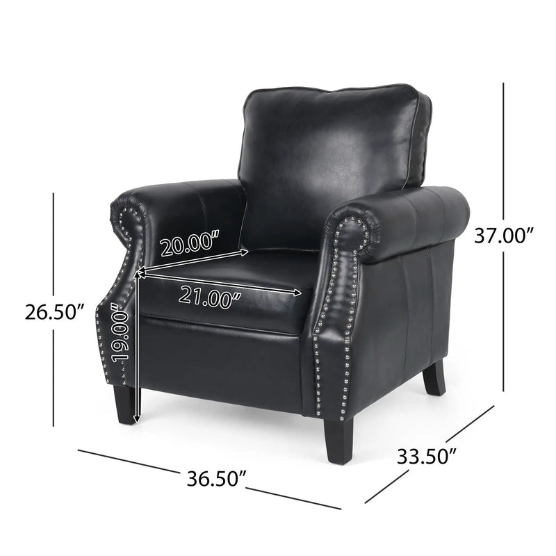 Contemporary Club Chair With Nailhead Trim And Rolled Armrests by HouseOfZazla