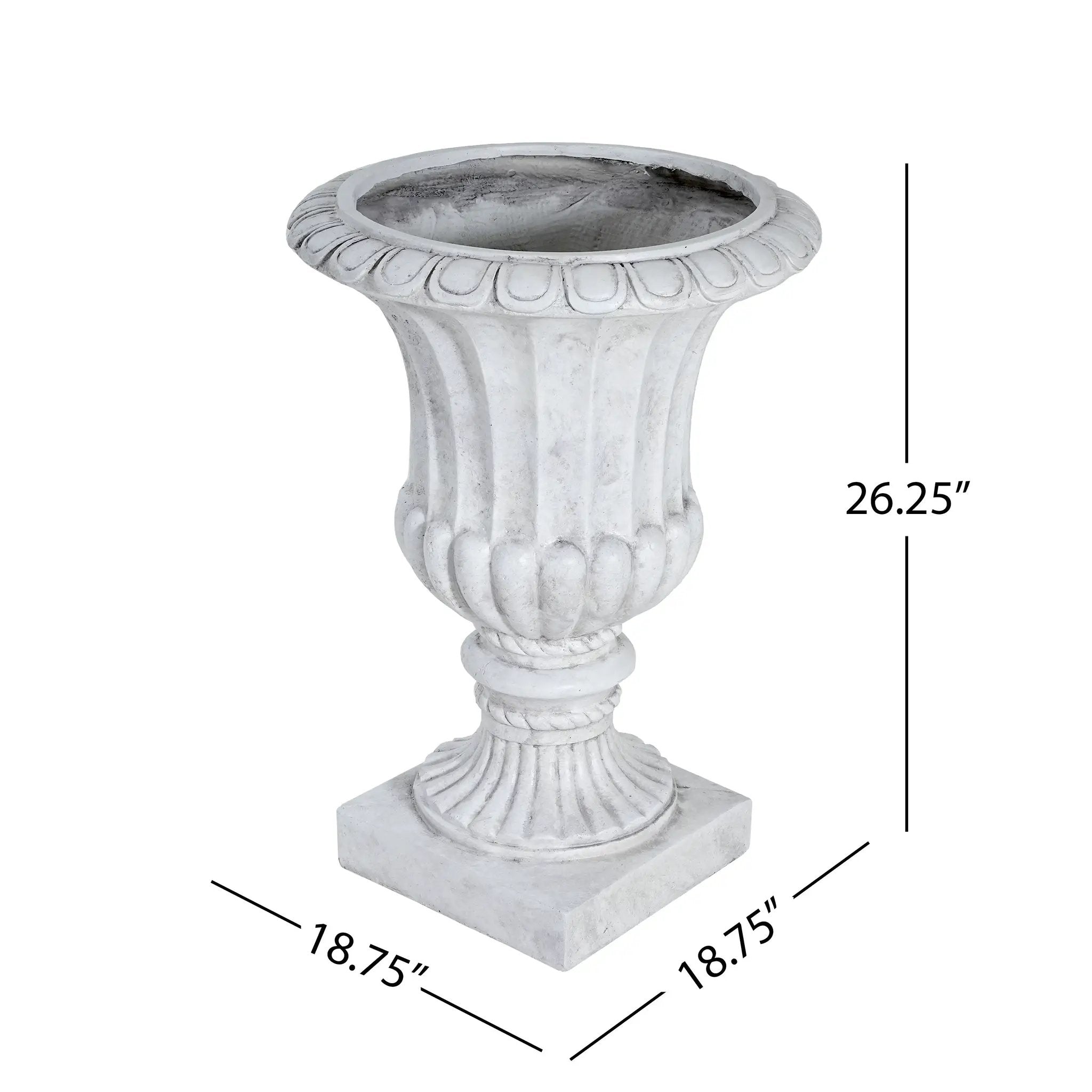 Outdoor Garden Urn Planter, Antique White by HouseOfZazla
