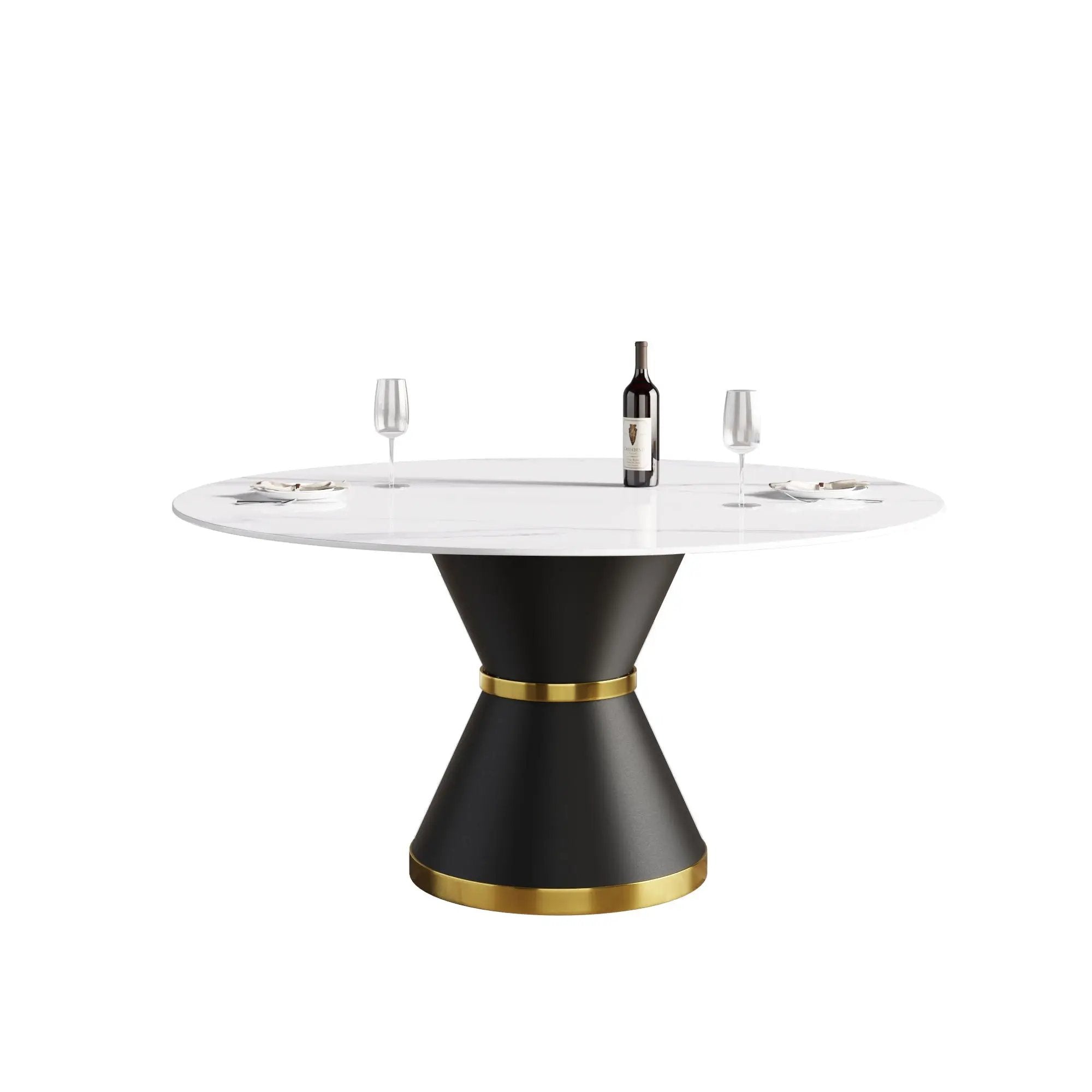 Modern Artificial Stone Round Carbon Steel Base Dining Table, Can Accommodate 6 People by HouseOfZazla
