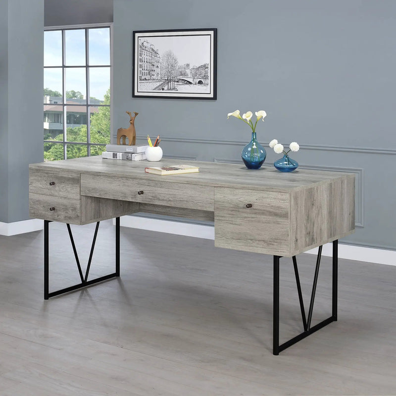 Analiese 63-inch 4-drawer Writing Desk Grey Driftwood by Unique Piece Furniture
