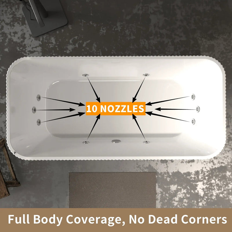 67" Rectangle Linear Acrylic Massage Whirlpool Freestanding Bathtub by HouseOfZazla