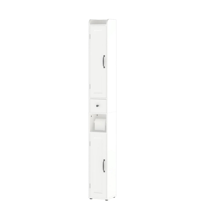 Slim Tall Bathroom Storage Cabinet With Adjustable Shelves, 2 Doors Freestanding Cabinet - White by Unique Piece Furniture