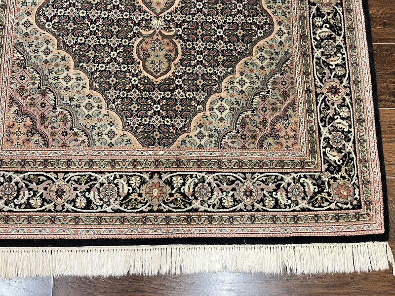 Sino Persian Rug 4x6, Fine Hand Knotted Carpet, Black, Wool, Vintage Rug 4 x 6, Herati Mahi, 300 KPSI by Jewel Rugs