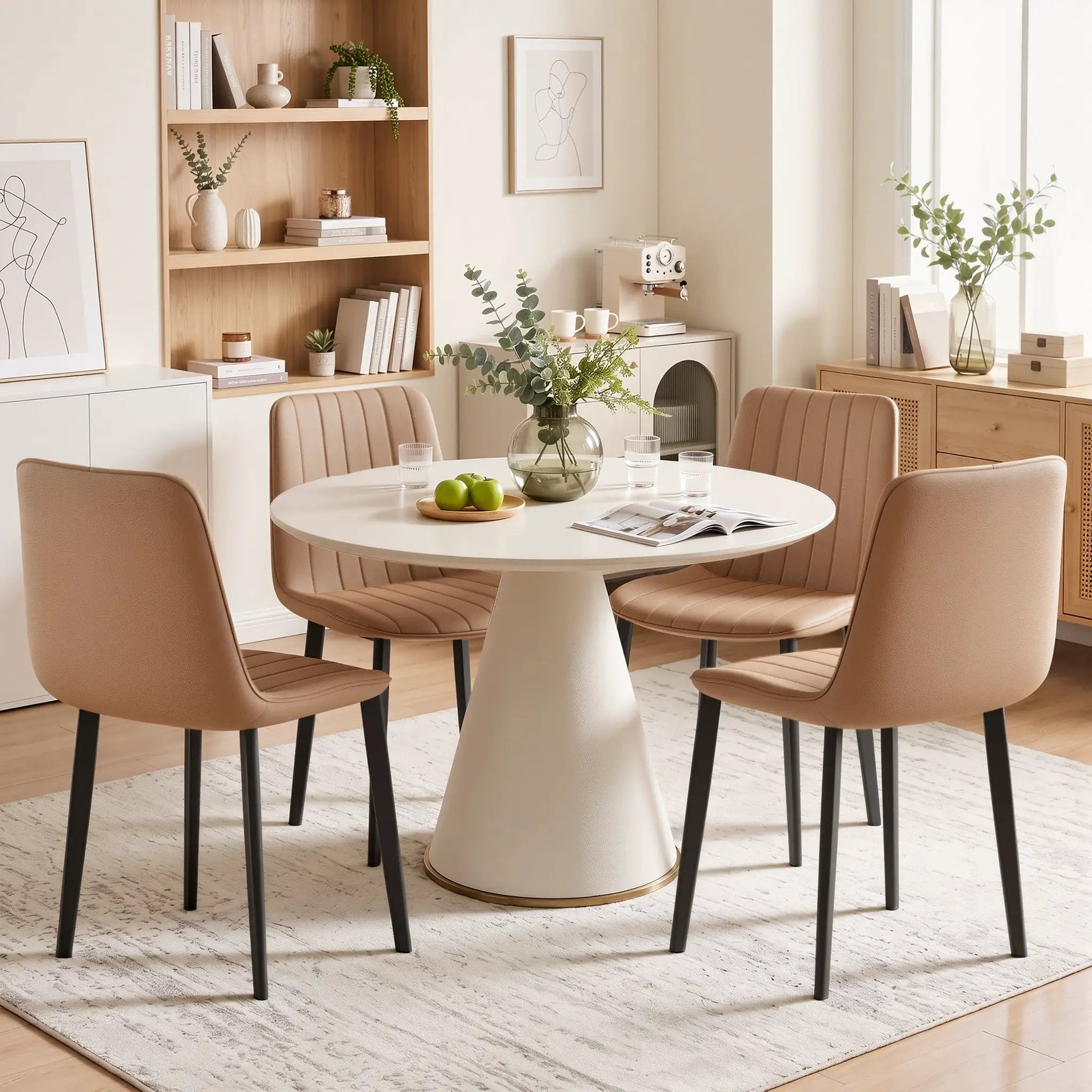 Brown PU Leather Dining Chair with Metal Legs - Set of 4 by HouseOfZazla