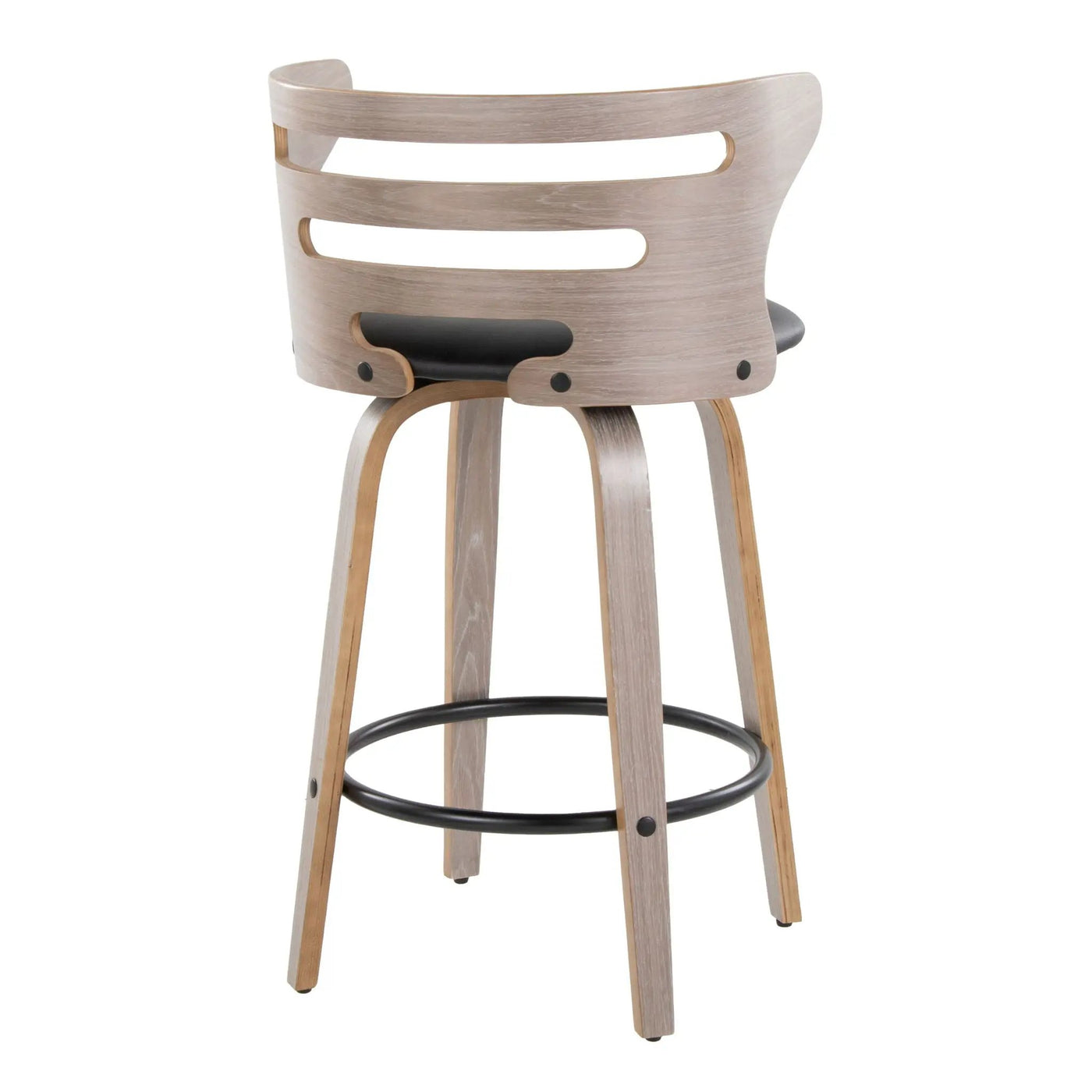 Cosini - Mid Century Modern Fixed Height Barstool With Swivel And Round Footrest (Set of 2) by HouseOfZazla