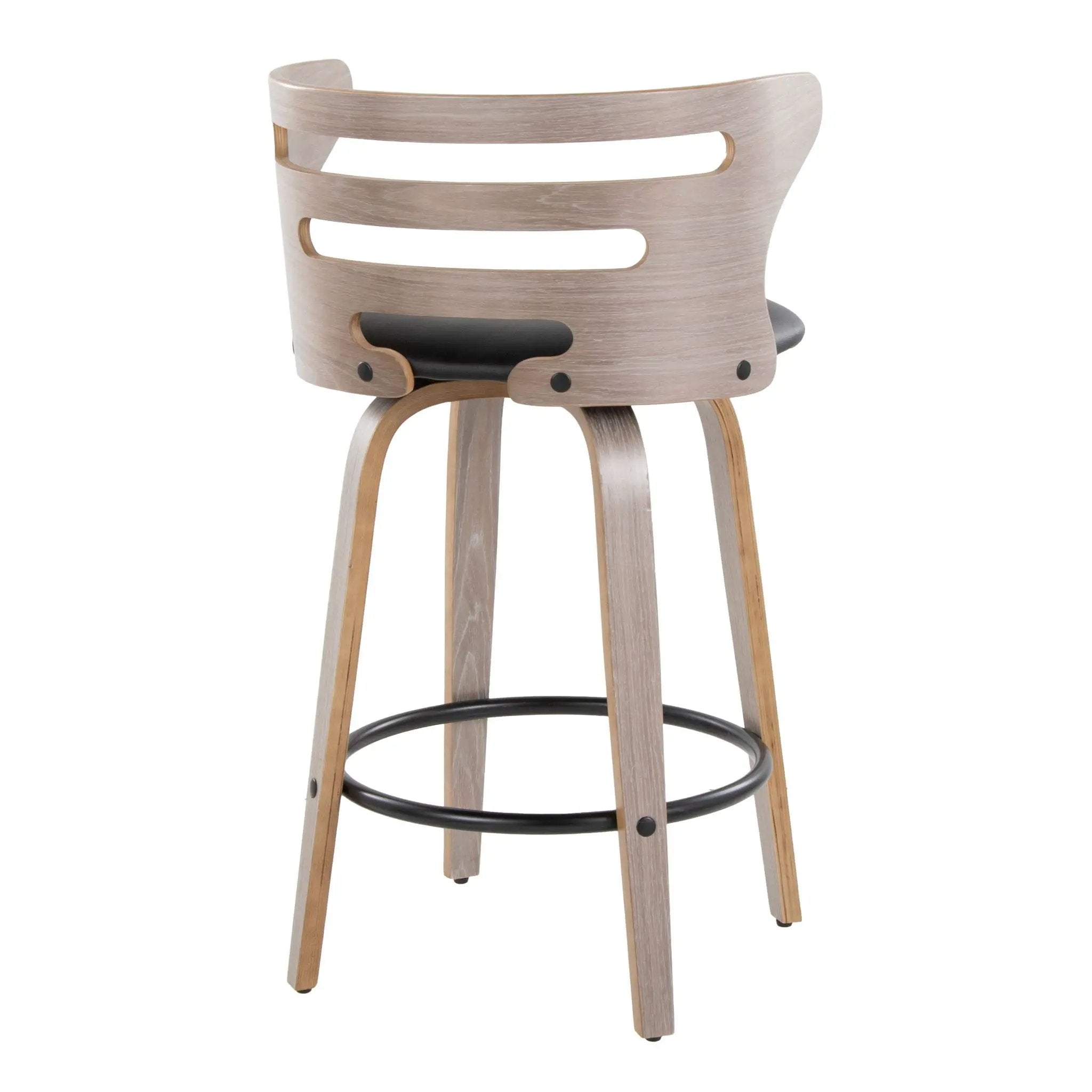 Cosini - Mid Century Modern Fixed Height Barstool With Swivel And Round Footrest (Set of 2) by HouseOfZazla