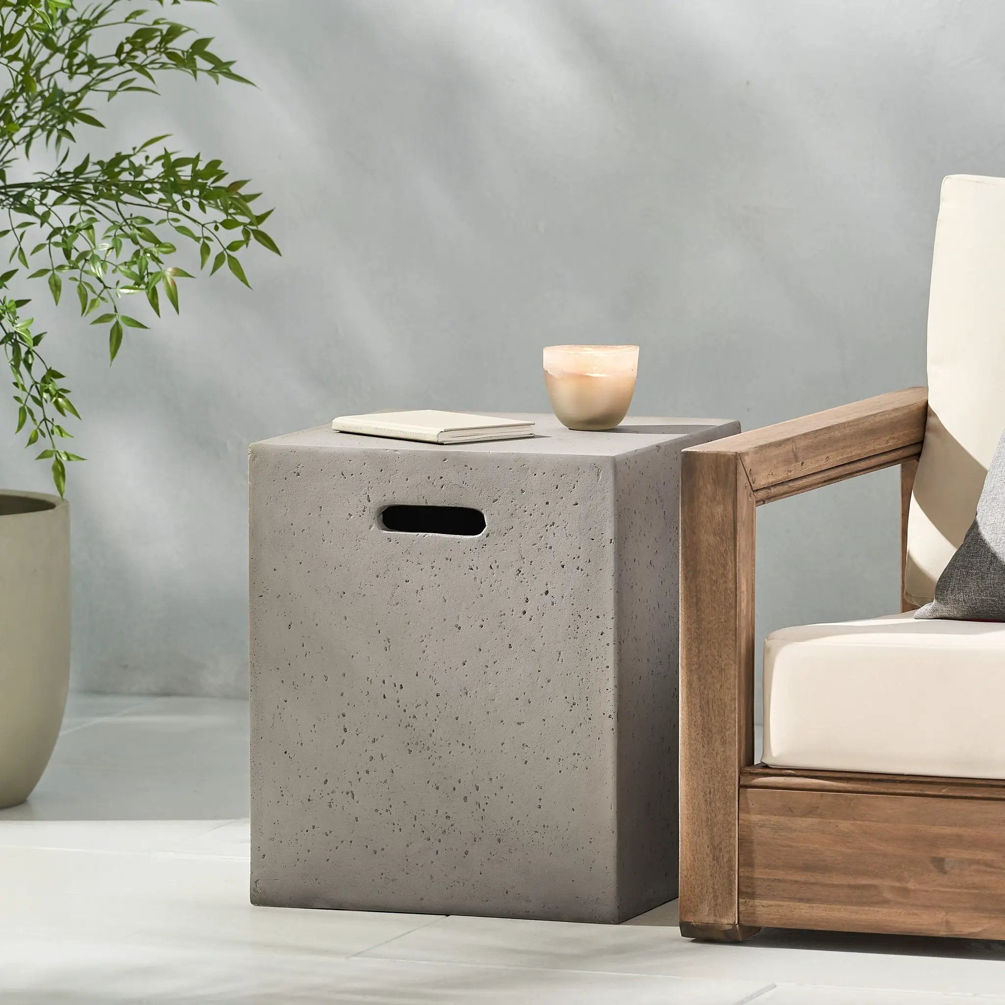 Modern Tank Holder Side Table With Smooth Concrete Surface by HouseOfZazla