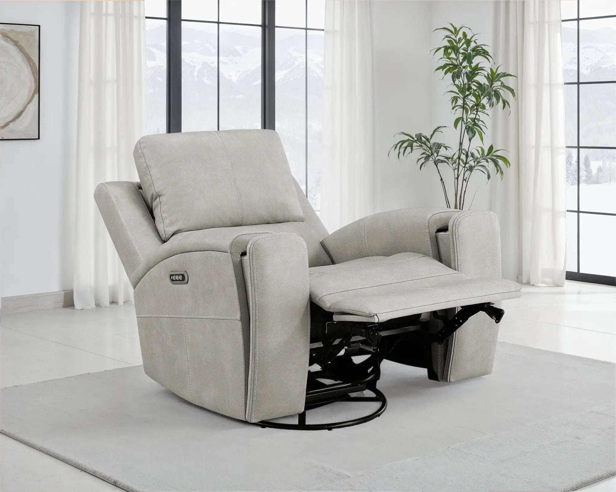 Brickston Triple Power Swivel Glider Recliner Grey by Unique Piece Furniture