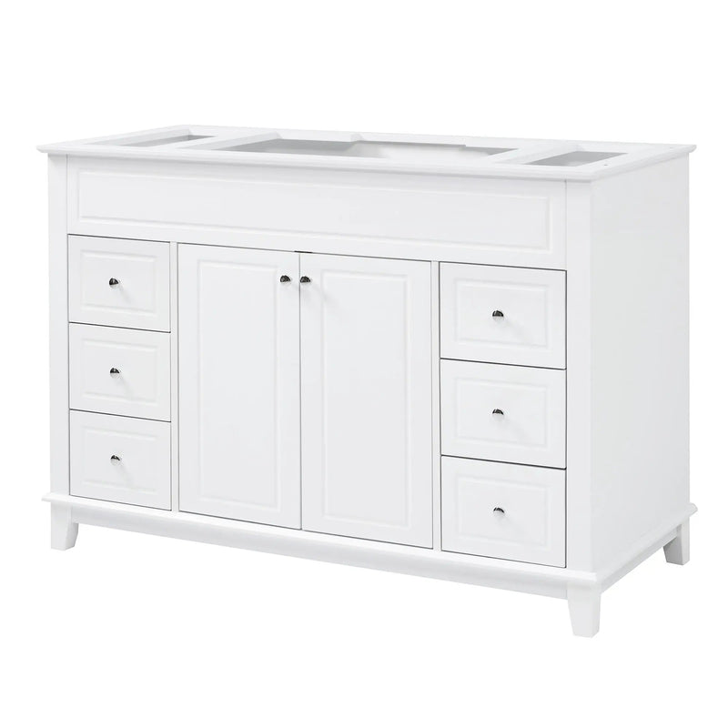 Bathroom Vanity Cabinet Only, 6 Soft Close Drawers & Double Doors With 2 Tier Shelves - White by HouseOfZazla
