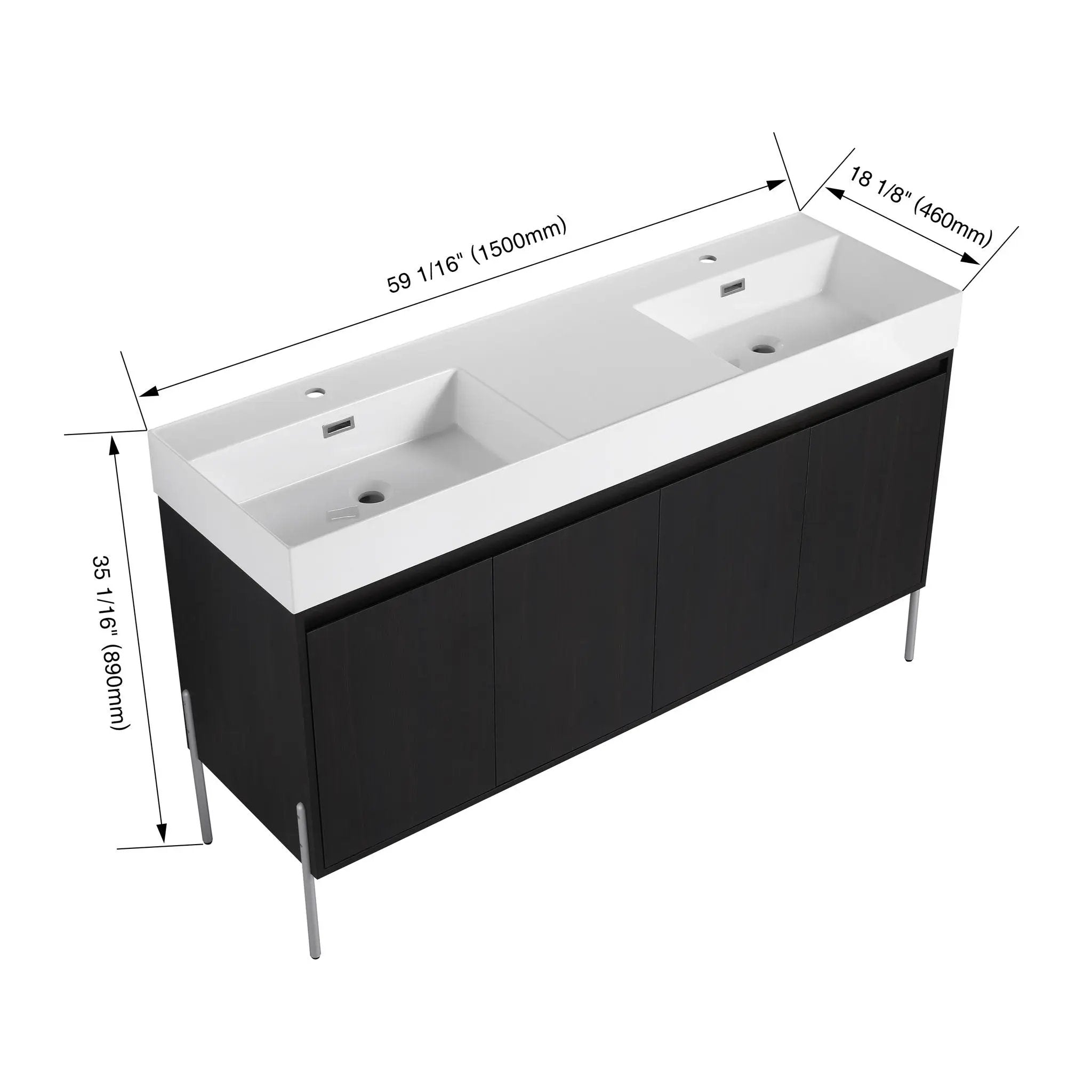 Freestanding Bathroom Vanity With Resin Sink And Storage Cabinet by HouseOfZazla