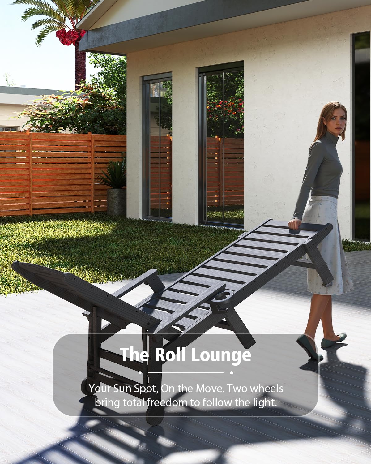 HDPE Patio Lounge Chair with Reclining Backrest - Outdoor, photo 7 of 9
