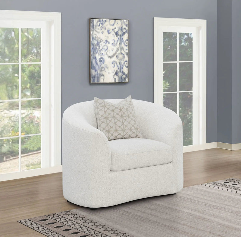 Rainn Boucle Upholstered Sloped Arm Accent Chair Latte by Unique Piece Furniture