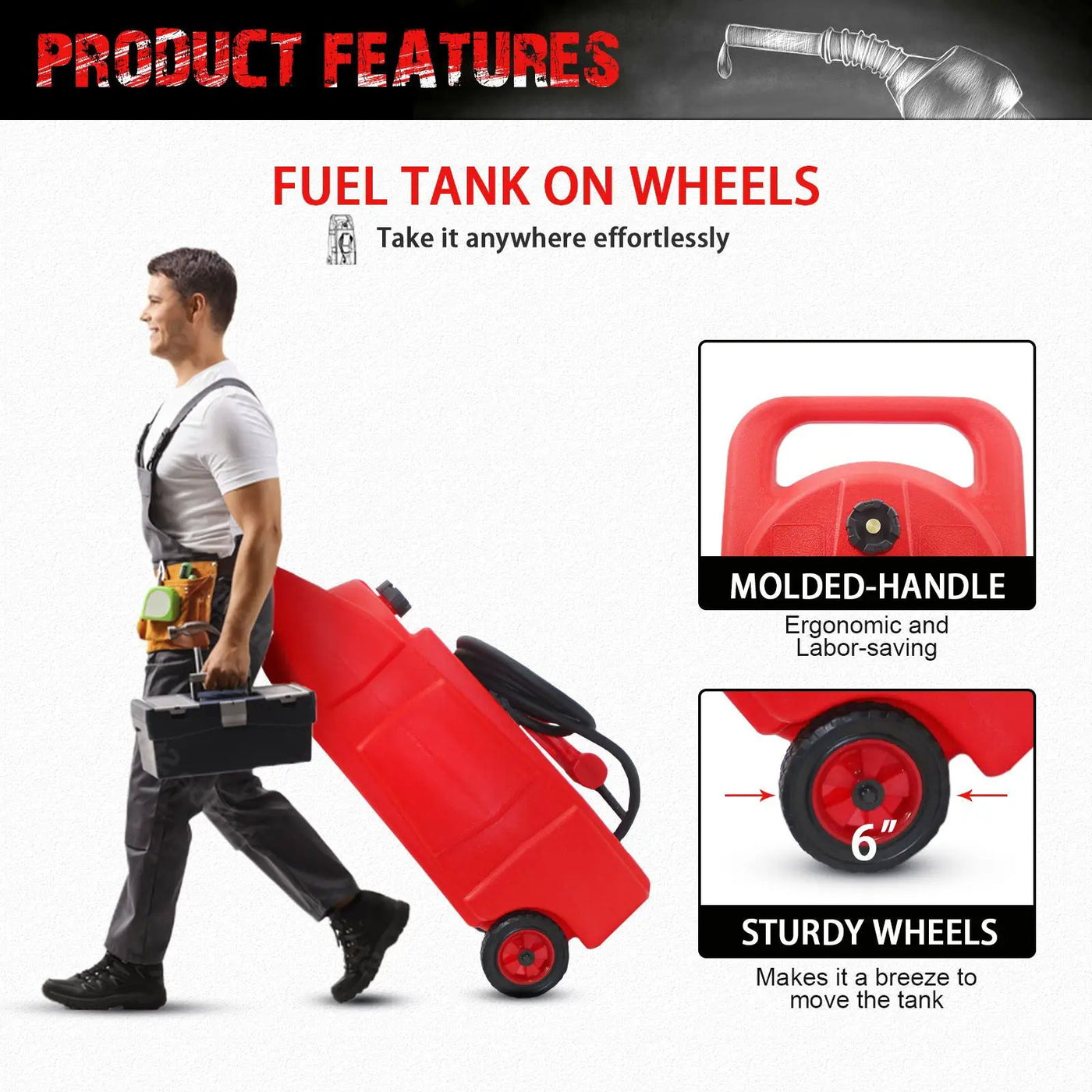 Gas Caddy With Wheels, Fuel Transfer Tank, Gasoline Diesel Can by HouseOfZazla