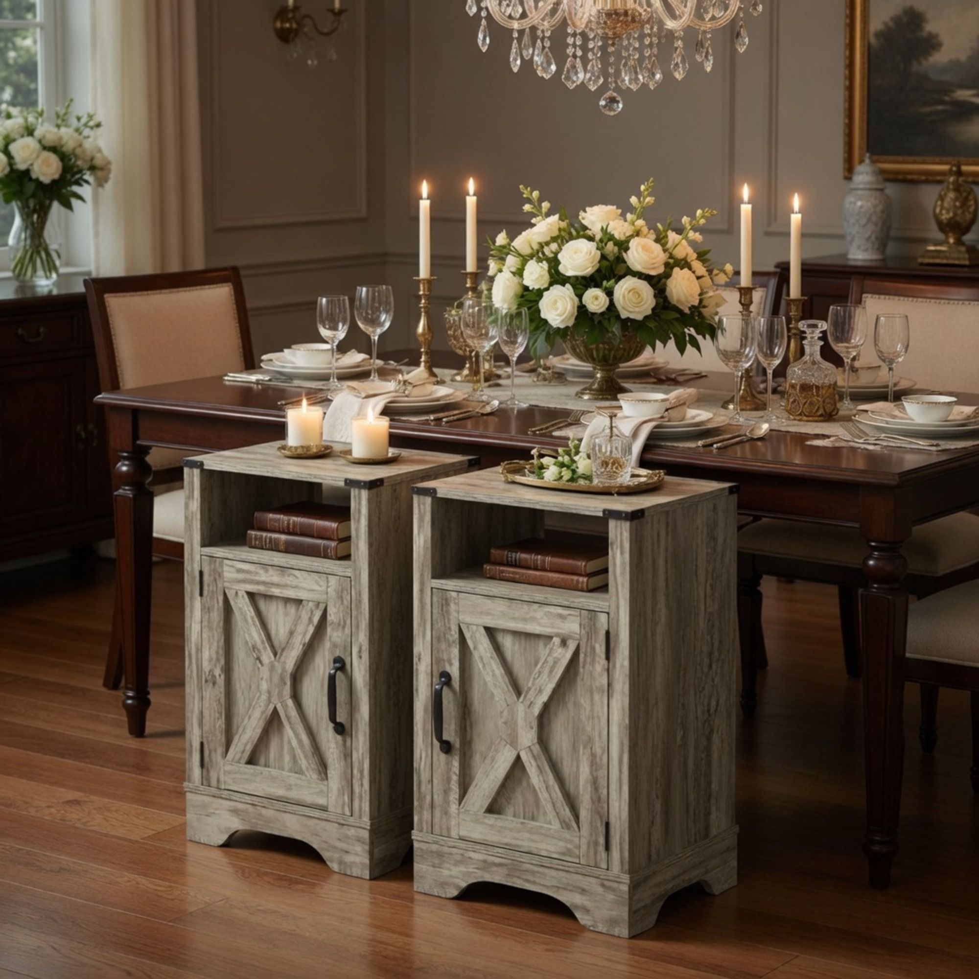 Farmhouse Nightstand, Charging Station & Storage by HouseOfZazla
