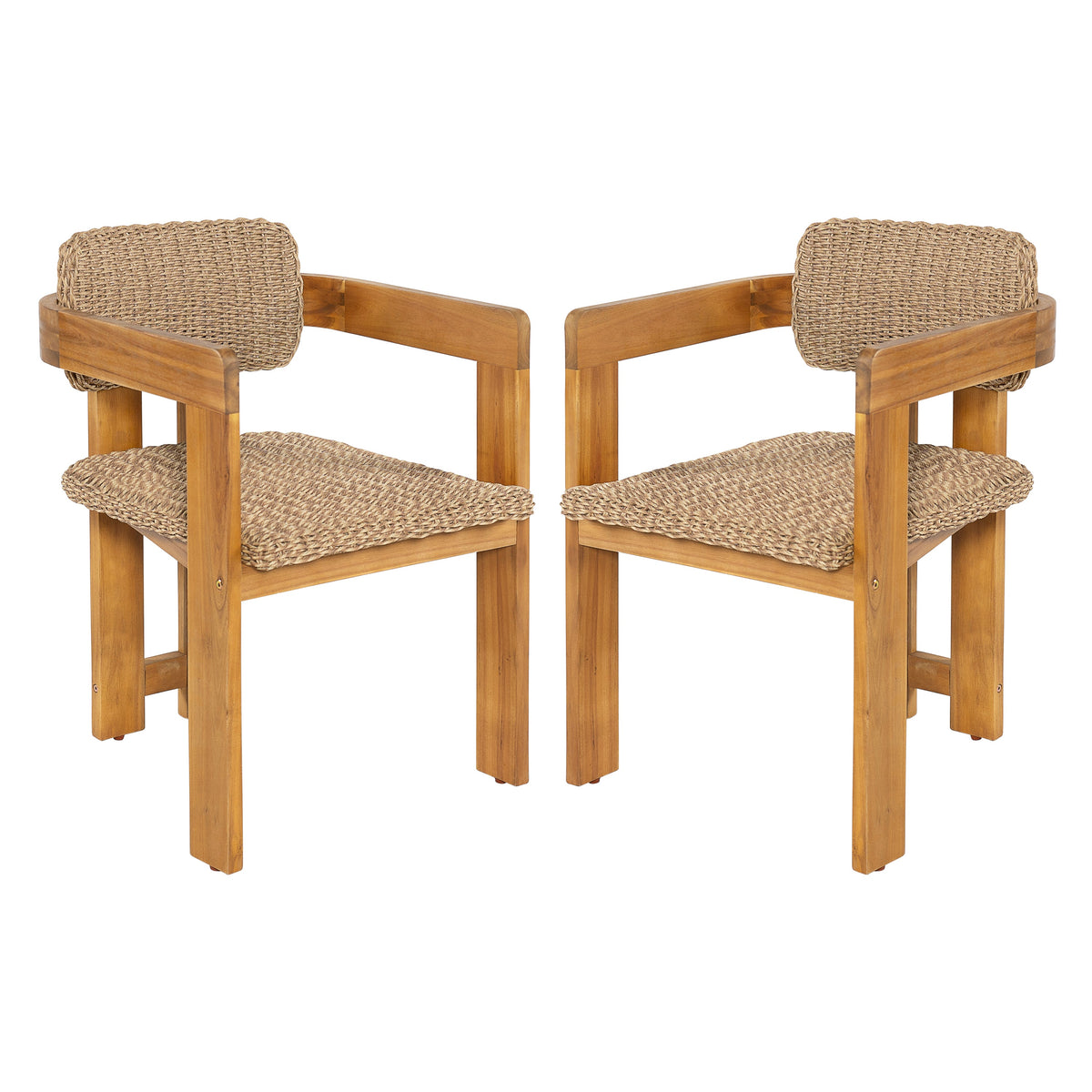 Outdoor Acacia Wood Dining Chair Set of 2, photo 6 of 10