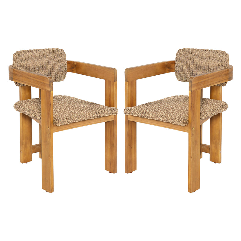 Outdoor Acacia Wood Dining Chair Set of 2, photo 6 of 10