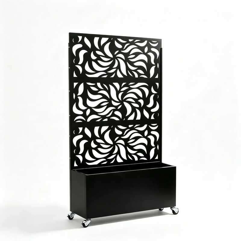 70.87" H × 46.06" W Leaf Pattern Privacy Screen with Planter Box by HouseOfZazla
