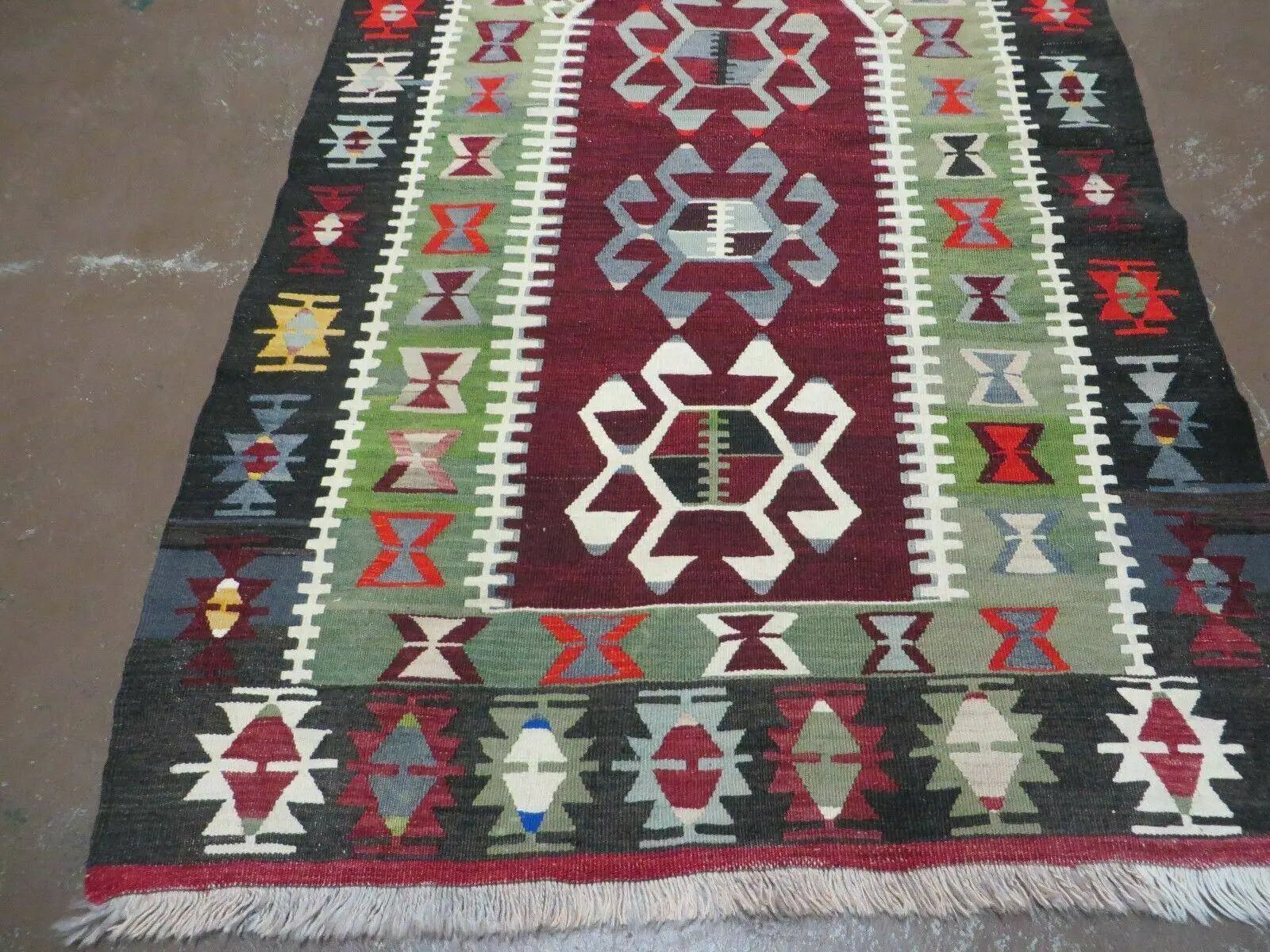3' 8" X 5' Vintage Turkish Kilim Handmade Flat Weave Wool Rug Veg Dyes by Jewel Rugs