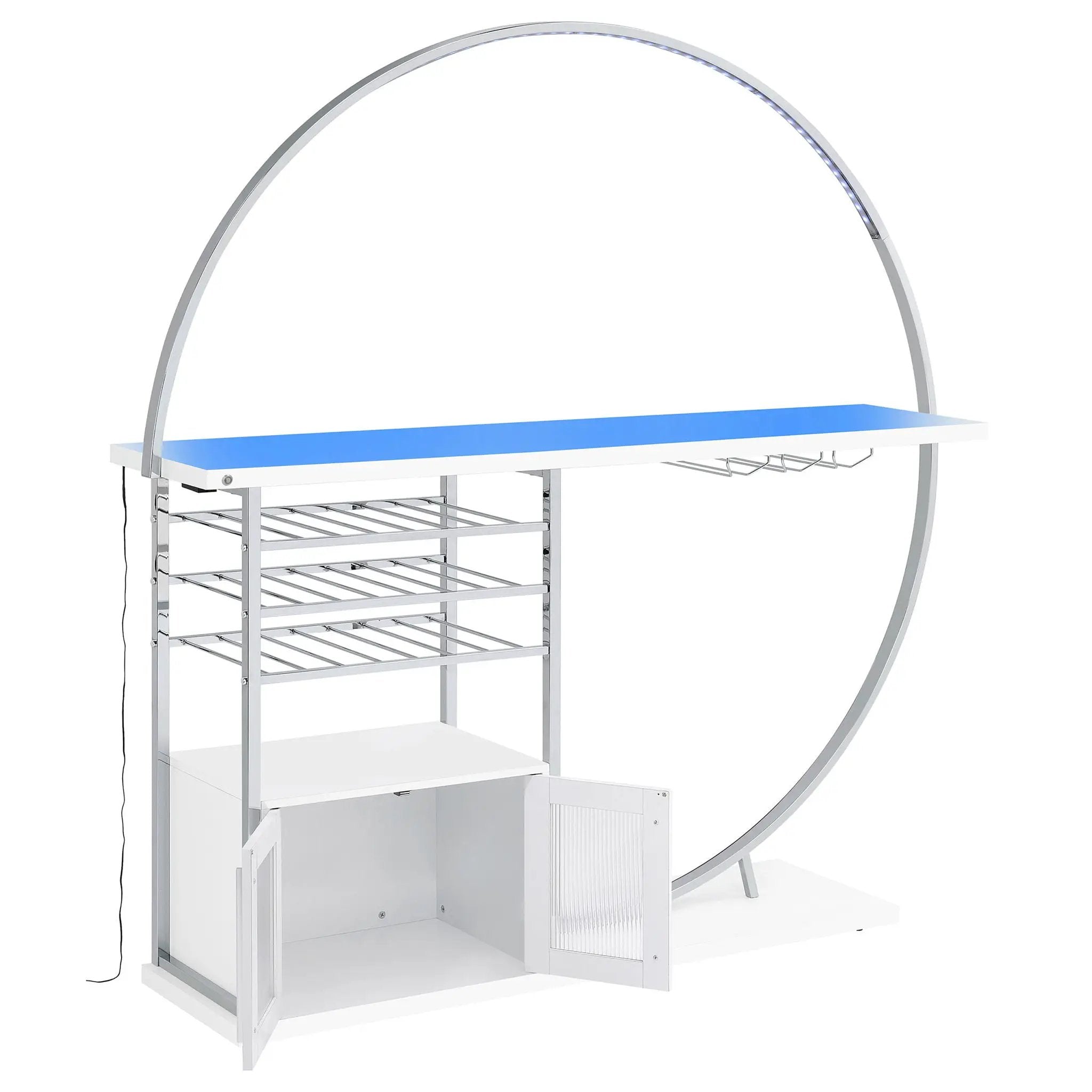 Casey - 2 Door Home Bar Storage Bar With Customizable Lighting - White by HouseOfZazla